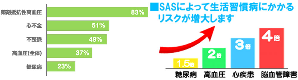 生活習慣病のグラフ/SASの合併の割合